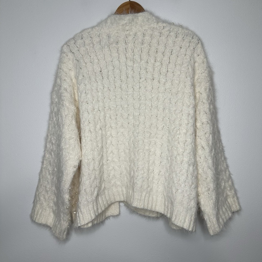 Pol Cardigan Sweater Embellished Pearls Rhinestones Oversize Small - Picture 4 of 11